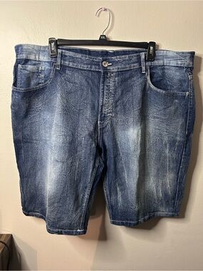 Men's Washed Blue Denim Jean Shorts